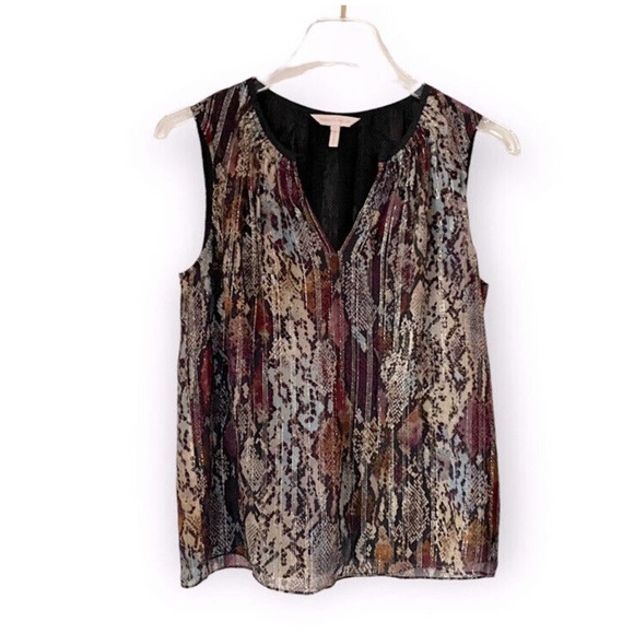 REBECCA TAYLOR Sleeveless Snake-Print Metallic Top $145 Women Size 2 - Picture 3 of 8